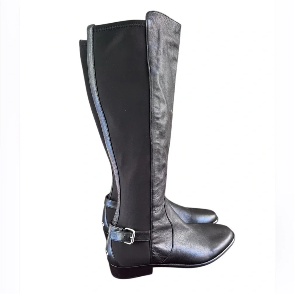 Coach Liza Womens Round Toe Leather Black Knee High Boot